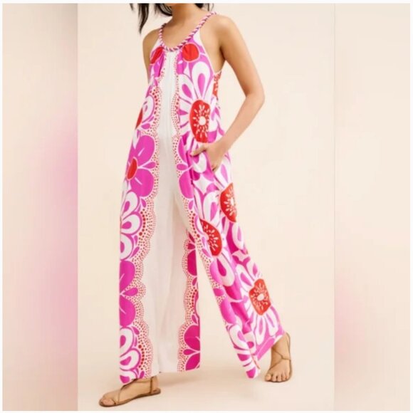 Farm Rio Maia Linen Jumpsuit size M - Picture 1 of 6